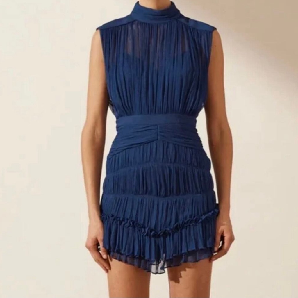 Shona Joy Sleeveless Ruched Mini Dress